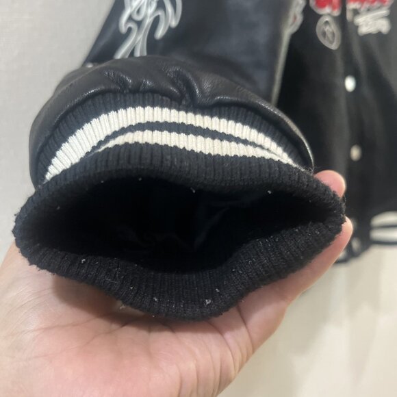 Authentic Jordan Craig Paradise Tour Varsity Jacket Off Black Beige Size 14 - Picture 5 of 12